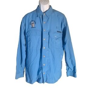 Exofficio Men's Long Sleeve Vented Bent Rod Bluff Fishing Shirt Blue Large